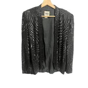 Vintage Leslie Fay Evenings Beaded Silk Jacket Medium